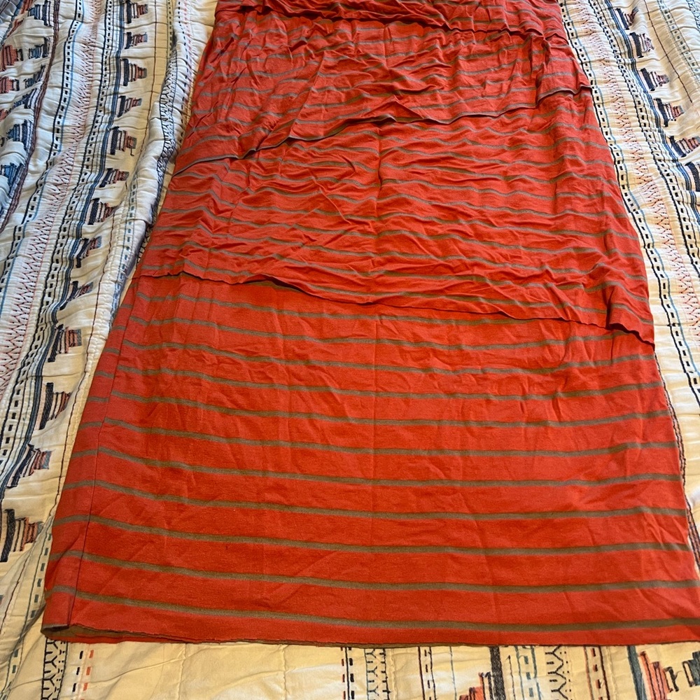 Red Striped Maxi Skirt
